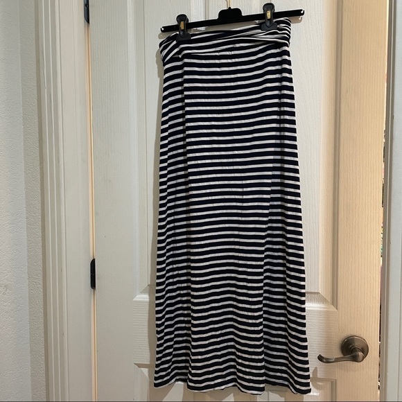 J. Crew Maxi Striped Long Jersey Skirt Navy Blue White Size XXS J.crew Summer - Picture 6 of 11